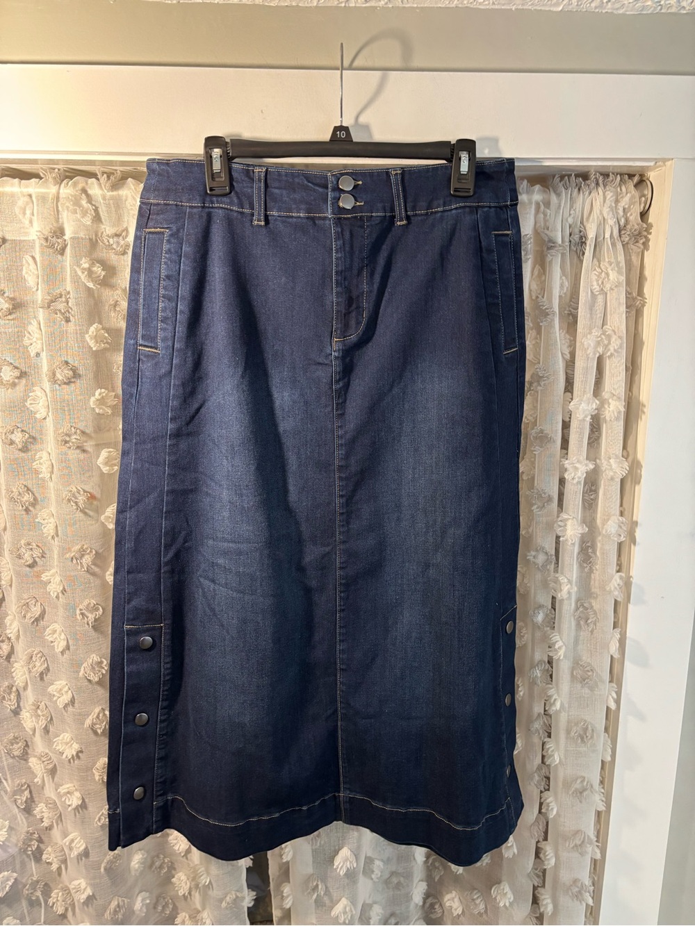 Christopher & Banks Dark Blue Denim A-Line Skirt